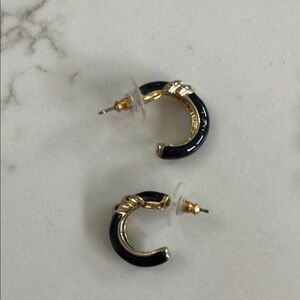 Elegant Black and Gold Hoop Earrings